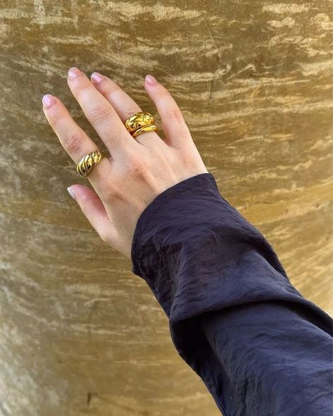 Dome rings from Mejuri, Missoma and Astrid & Miyu ✨ Gold vermeil jewellery | Stacking rings | Statement rings Missoma Rings, Jewellery Stacking, Dome Rings, Chunky Gold Necklaces, Castle Aesthetic, Gold Vermeil Jewelry, Classy Jewelry, Stacked Jewelry, Vermeil Jewelry