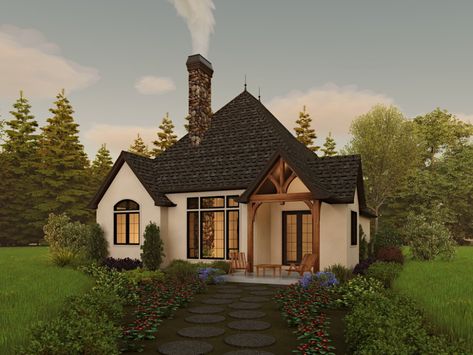 Cottage Style House Plan - 2 Beds 2 Baths 1285 Sq/Ft Plan #48-1029 - BuilderHousePlans.com Storybook Cottage House Plans, 2 Bedroom Cottage, European Cottage, Small Cottage Homes, Cottage Floor Plans, Cottage Style House Plans, A Small House, Storybook Cottage, Bedroom Cottage