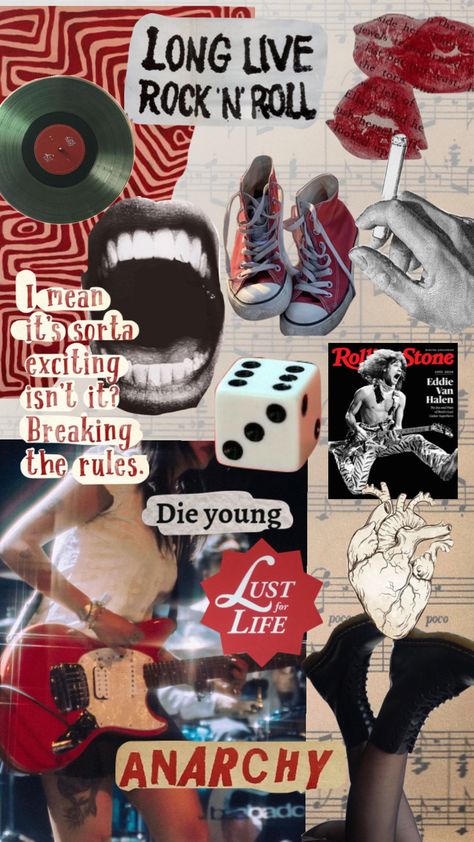 Rock Glam Aesthetic, Rock N Roll Collage, 2000s Rock Aesthetic, Acdc Aesthetic, 90s Rock Aesthetic, Vintage Rock Aesthetic, 80s Retro Aesthetic, 80s Rockstar, Rock And Roll Aesthetic