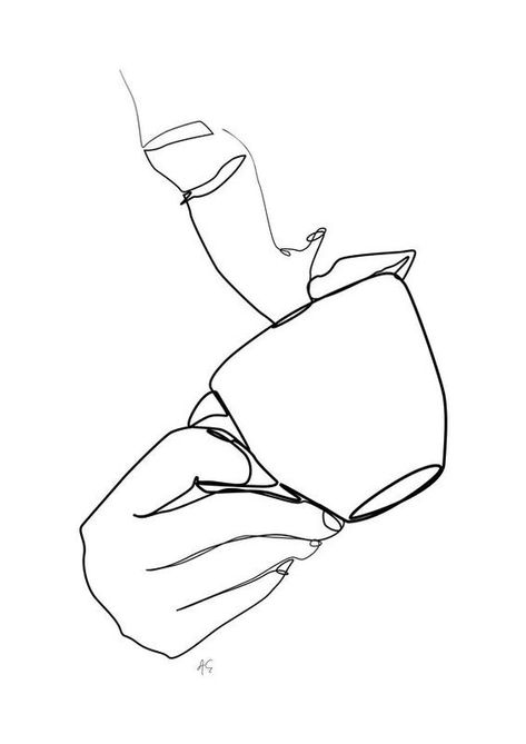 Modern Art Black And White, Woman Drinking Coffee, Tee Kunst, Art One Line, 심플한 그림, Coffee Drawing, One Line Art, Contour Drawing, Black And White Art