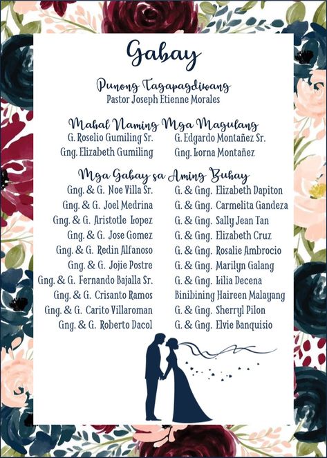 Gabay. Principal Sponsors' Page. Tagalog. Filipino Invitation, Filipino Wedding Invitation, Wedding Invitation Content, Filipino Wedding Traditions, Wedding Invitation Layout, Wedding Vows Quotes, Filipiniana Wedding Theme, Funny Wedding Vows, Boho Wedding Colors