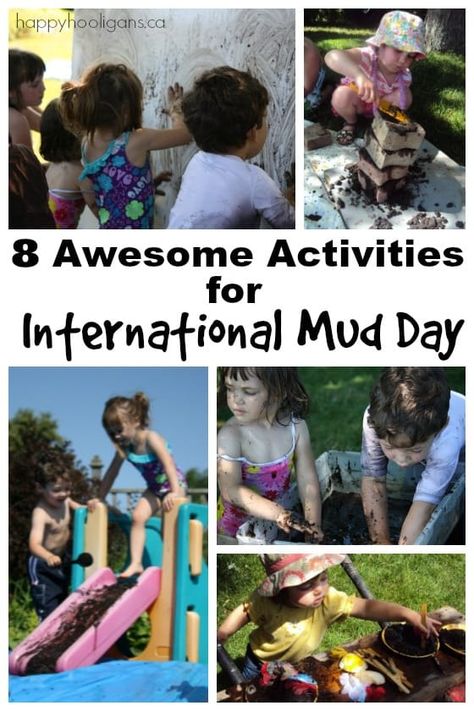 International Mud Day Activities for Preschoolers - Happy Hooligans Mud Day Activities, Mud Play Ideas, For Preschoolers Activities, Outdoor Play Ideas, Preschoolers Activities, Outdoor Learning Activities, Summer Kid, Happy Hooligans, Backyard Activities