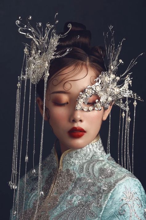 Look what I found on AliExpress Greek Headpiece, Face Art Makeup, Half Mask, Fantasy Gowns, Pearl And Lace, Futuristic Fashion, Masks Masquerade, Head Piece, Fantasy Makeup