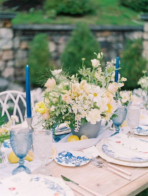 You Wouldn't Believe This Italian-Inspired Elopement Took Place in Maryland! Amalfi Coast Party, Spring Engagement Party, Blue Yellow Weddings, Cozy Wedding, Italian Theme, Wedding Shower Decorations, Light Blue Wedding, Tuscan Wedding, May Weddings