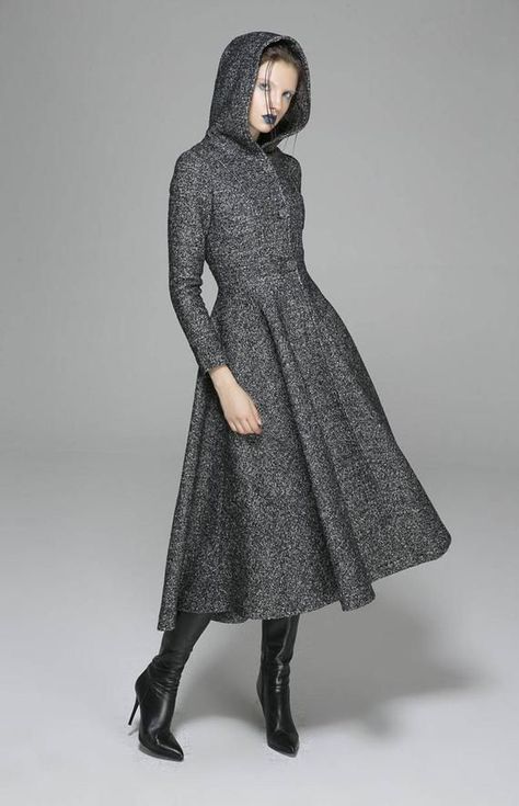 21fe5b8ba755eeaece7a450849876228desc44199342ri Dress Coat Outfit, Gray Plain, Mod Clothing, Womens Dress Coats, Gray Coat, Tailored Clothes, Long Wool Coat, Women Coat, Custom Made Clothing