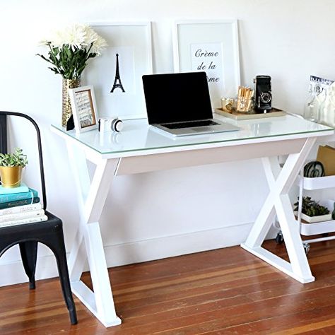 Metal Computer Desk, White Computer Desk, Computer Desk Design, Diy Computer Desk, Cheap Office Furniture, Walker Edison Furniture, Modern Computer Desk, Home Office Computer Desk, Frame Desk