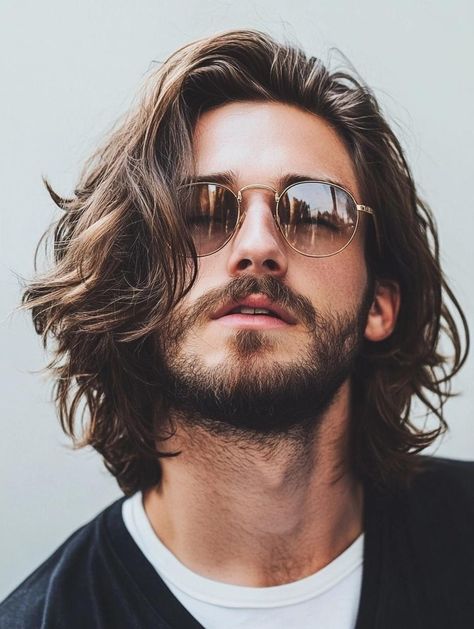 Shoulder Length Hair Men, Mens Hair Long, Hair Ideas For Men, Waves Hairstyle Men, Long Hairstyles For Men, Guy Haircuts Long, Wavy Hairstyle, Men's Long Hairstyles, Hair Styles Men