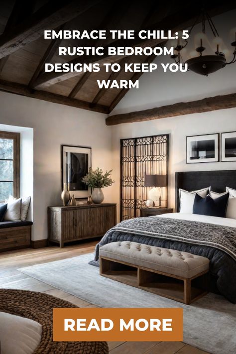 Escape the winter blues and create a cozy haven with these 5 rustic bedroom designs. From exposed beams to natural textiles, these ideas will bring warmth and serenity to your space. Plus, don't miss our bonus guide 10 Ways to Bring the Outdoors In: Creating a Rustic Bedroom Oasis for even more inspiration. Embrace the chill and style your bedroom into a cozy retreat! Rustic Bedroom Ideas, Rustic Bedroom Design, Flannel Duvet Cover, Bedroom Styling, Room Vibes, Bedroom Oasis, Rustic Retreat, Natural Textiles, Exposed Beams