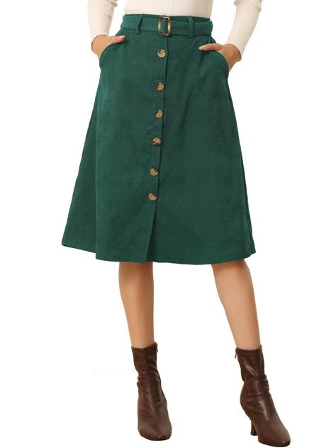 Arrives by Fri, Nov 24 Buy Allegra K Women's High Waist Midi Skirts A-Line Button Front Belted Corduroy Skirt at Walmart.com Next Brand, Skirts Midi High Waisted, Corduroy Skirt, Midi Skirts, Christmas Women, Dress Skirt, High Waisted Skirt, Elastic Waist, High Waist