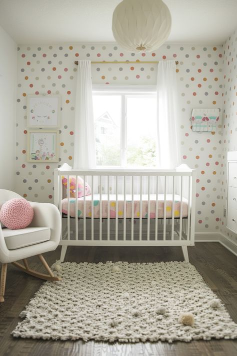 What If You Don’t Want Your Baby Girl’s Nursery to be Pink and Frilly? – Everyday Inspo Baby Girl Nursery Ideas, Girl Nursery Ideas, Sage Bedroom, Polka Dot Nursery, Polka Dot Decor, Animal Nursery Theme, Forest Mural, Stylish Nursery, Artistic Wallpaper