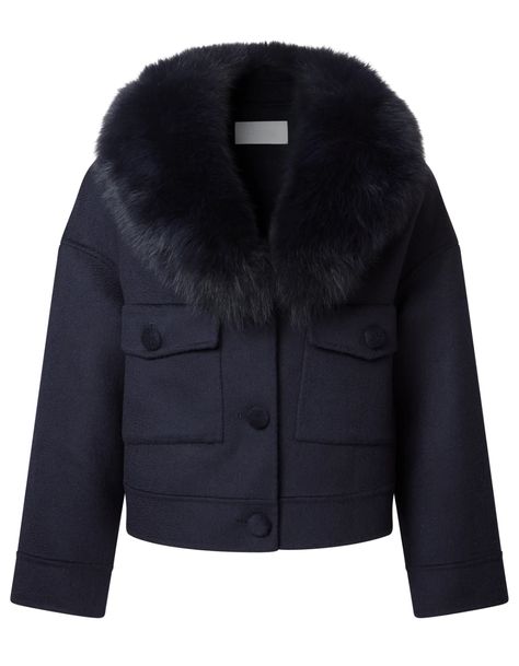 London Cashmere Jacket Navy – L.Cuppini Coat For Fall, Skandinavian Fashion, Navy Blue Jacket, Cashmere Jacket, Stockholm Fashion, The London, Fox Fur, Fur Collar, Blue Jacket