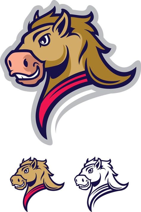 Logo style horse head mascot, colored version. Great for sports logos and team mascots. Pig Logo, Vintage Frames Vector, Wild Hog, Dark Evil, Hat Vector, Zombie Hand, Team Mascots, Logo Style, Pet Tiger