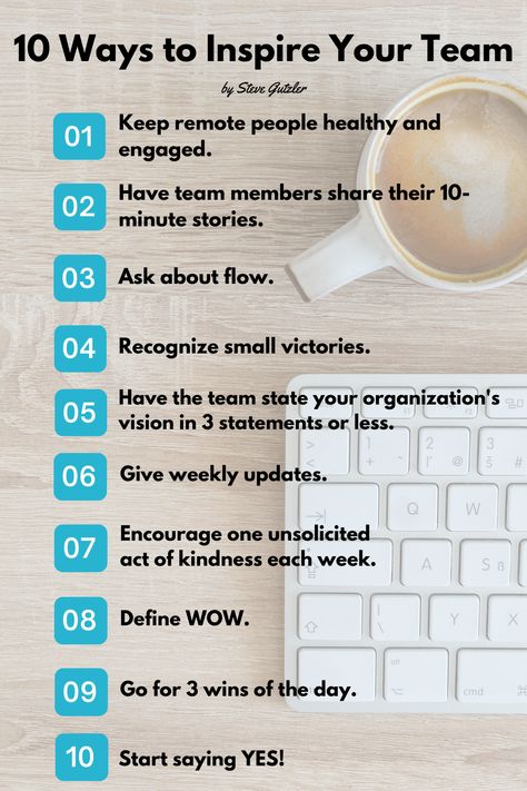 Inspiring teams take only a little time and energy– and also a willingness to try on some new team behaviors and practices. Select two of these ideas to implement this week. #inspirationalkeynote #leadership #teams #leaders #culture Team Culture, Inspirational Leaders, Creating Positive Energy, Computer Basic, Small Victories, Company Culture, Employee Engagement, Keynote Presentation, Team Leader