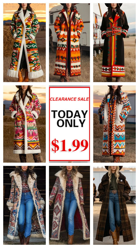 🤩🤩🤩Western Retro Style Women's Aztec Print Jacket is a must-have warm outerwear for fall and winter. The unique Aztec print is a blend of classic and modern, showing your individuality. Lightweight and warm, elegant against the cold wind, so that you are both stylish and warm in the fall and winter seasons, showing the unique charm!💖💖💖 Clothes Shops, Winter Songs, Sewing Projects Clothes, Western Jacket, Cowgirl Outfits, Fashion Mistakes, Style Mistakes, Print Jacket, Comfy Outfits