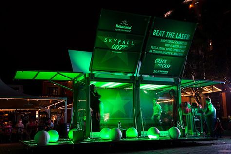 We designed an interactive exhibition for Heineken that travels through South Africa to promote the 007 movie Skyfall. Golf Bar, Four Loko, Old Movie Posters, Interactive Exhibition, Soccer Event, Beer Art, Beer Fest, Interactive Installation, Indie Movies