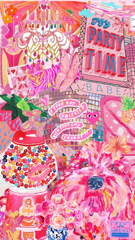 Pink Maximalist Phone Wallpaper￼￼ #pink #colorful #maximalist #pinkaesthetic #pinkaesthethic #vibes #funky #art #barbie #barbiecore #fun #creative #collage Bright Collage Wallpaper, Kitsch Wallpaper Phone, Maximalist Phone Wallpaper, Maximalist Wallpaper Iphone, Maximalist Collage, Funky Background, Pink Maximalist, Wallpaper Funky, Maximalist Wallpaper