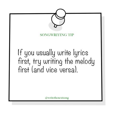 Wanting to switch things up in your writing but not sure how? Keep it simple! If you usually write lyrics first, try writing the melody first (and vice versa). You might be surprised at what you come up with 😊 What do you usually start with- lyrics or melody? Songwriting Tips, Song Writing, The Melody, Cool Lyrics, Keep It Simple, Songwriting, Cards Against Humanity, Songs, Writing