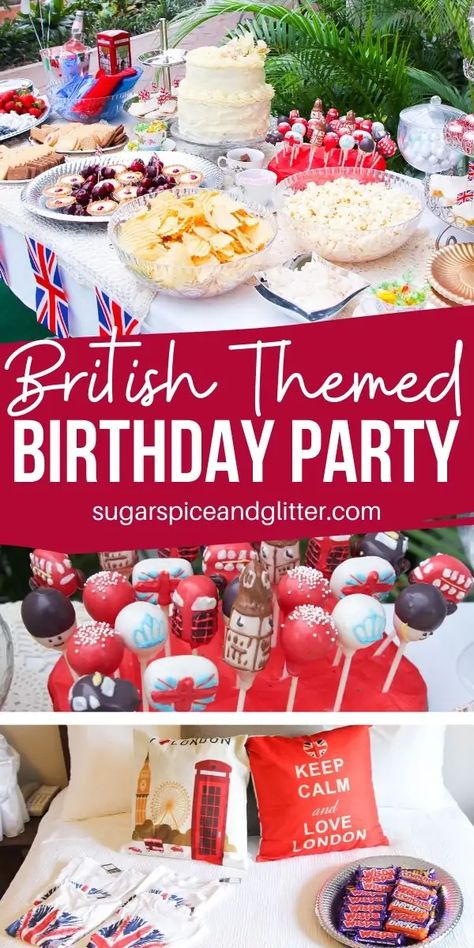 London Party Ideas, English Party Theme, English Themed Party Food, British Party Outfit, Coronation Recipes, Jubilee Food, Coronation Party Ideas, Royal Themed Birthday Party, London Theme Parties