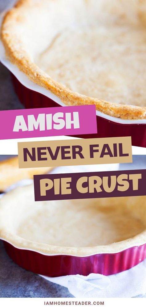 Addicting and easy to handle, this pie crust recipe will be your go-to dessert. This no-fail pie crust with butter is flaky and perfect for anything from apple pies to pot pies. Hot or cold pies you'll always get a great texture for this homemade pie crust. Make this very easy pie crust today! Amish Pie Crust, Amish Pie Crust Recipe, Never Fail Pie Crust, Amish Pie, Pie Crust With Butter, Best Amish Recipes, No Fail Pie Crust, Homesteading Recipes, Nutella Muffin