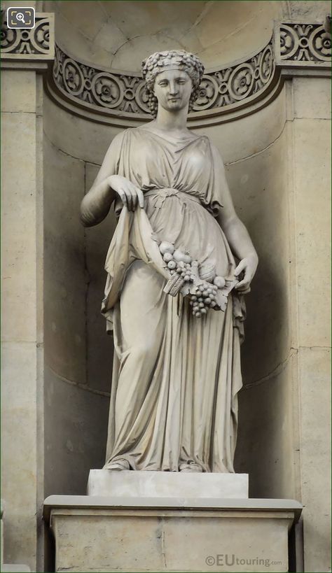 Pomona Statue Of Roman Goddess Of Fruit Abundance On Pavillon De Tremoille Mythology Goddesses, Gods Mythology, Goddess Statues, Musee Du Louvre, Sculpture Greek, Gods Goddesses, Ancient Greek Sculpture, Roman Statue, Goddess Sculpture