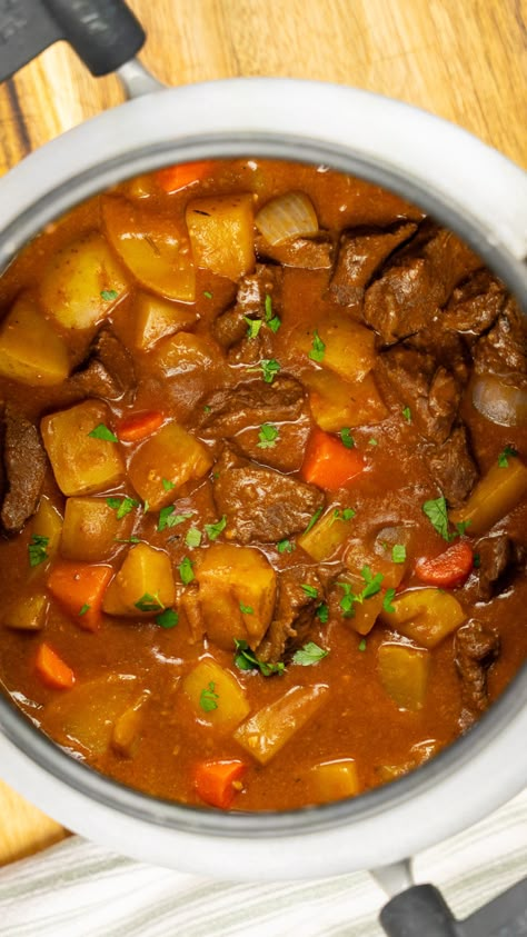 Tender and heartwarming elk stew that’s perfect for hunting camp or a chilly night in with the family. There was a time in my life where I was not a huge stew fan. Hard to believe, right? I’ve tried and tried to perfect my stew recipe and THIS recipe right here has been my go... Elk Stew Instant Pot, Elk Stew Recipes Instant Pot, Elk Stew Crockpot, Elk Pot Roast Slow Cooker, Elk Stew Meat Recipes, Elk Crockpot Recipes, Duck Stew Recipes, Elk Stew Recipes, Elk Stew