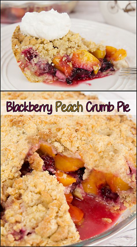 Blackberry Peach Crumb Pie www.joyineveryseason.com Peach Crumb Pie, Blueberry Crumb Pie, Peach Blueberry Pie, Pie Blueberry, Blackberry Peach, Cottage Recipes, Crumb Pie, Fabulous Desserts, Adorable Food