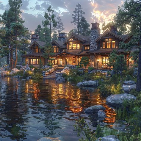 Step into luxury at a Craftsman-style Lakefront Lodge in serene Tahoe, offering 7500 sqft and six cozy bedrooms with lakeside charm. Embrace harmony with nature by the lake, bask in sunny outdoor living, and escape into Tahoe's beauty. Picture yourself unwinding by the tranquil lake. Share your thoughts in the comments! 🌲🏡 #DreamHomeInspiration #LuxuryInteriors #CraftsmanStyle #LakefrontLodge #LakeView #Tahoe #LuxuryLifestyle #HomeGoals #InspiringHomes #LuxuryLiving Lake House Luxury, Lake Tahoe Homes, Lake Front House, Lake Tahoe Summer, Rock Houses, Fanfic Ideas, Cozy Bedrooms, Lake Houses, Amazing Homes