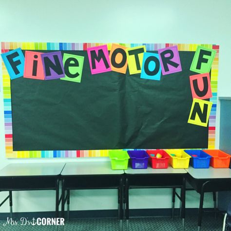 Fine Motor Friday in the classroom is a pivotal day of the week when the day is all about building and strengthening your students' fine motor tasks. Take a look inside how Mrs. D runs the centers, what supplies she uses, and how it's all set up. Blog post at Mrs. D's Corner. Holding A Pencil, Preschool Fine Motor Skills, Special Ed Teacher, Preschool Fine Motor, Pediatric Therapy, Special Kids, Therapy Room, Board Decoration, Classroom Setting