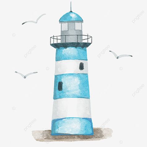 Blue Lighthouse, Lighthouse Clipart, Nautical Compass, Summer 25, Alphabet Blocks, Watercolor Png, Blue Sky Background, Theme Background, Cartoon Clip Art