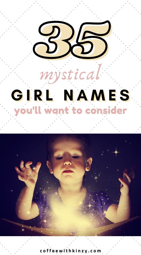 toddler girl opening book with magical sparkles floating up: mystical girl names Ethereal Girl Names, Mystical Girl Names, Mysterious Names, Ethereal Names, Names For Girls Unique, Ethereal Girl, Unique Baby Girl Names, Mystical Names