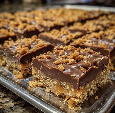 Better Than Anything Bars Recipe, Butterfinger Crunch Bars, Butterfinger Caramel Bars, Butterfinger Bits Recipes, Butterfinger Salad, Butterfinger Caramel Crunch Bars, Butterfinger Bars Recipe, Butterfinger Dessert, Butterfinger Bars