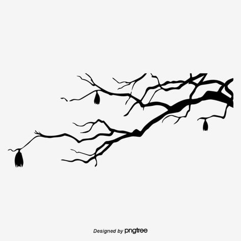 Tree Branch Drawing, Tree Branch Silhouette, Tree Branch Ornaments, Halloween Doors, Branch Drawing, Drawing Tree, Dry Branch, Ornament Drawing, Drawing Png