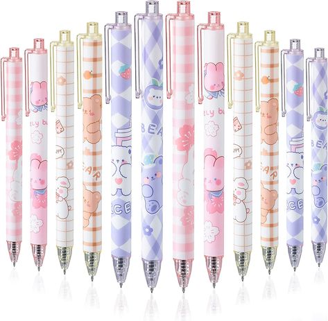 Amazon.com: 12 Pcs Kawaii Gel Ink Pen 0.5 mm Black Ink Kawaii Pens Retractable Fine Ballpoint Pen Stylish School Pens for Boys Office Girls Stationery Supplies Gifts (Blossomy) : Office Products Notes Taking, Cute Stationary School Supplies, School Pens, Cute School Stationary, Kawaii School Supplies, Pen Set Gift, Kawaii Pens, Stationary School, Gel Ink Pens