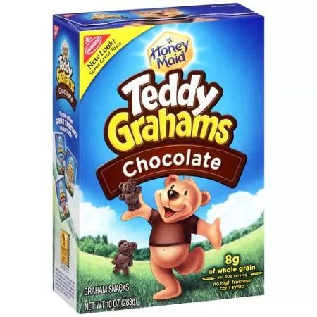 Nabisco Teddy Graham Chocolate, 10 Oz Snack Favors, Graham Flour, Graham Cookies, Baby Shower Snacks, Chocolate Cereal, Teddy Grahams, Vegan Junk Food, Cereal Snacks, Vegan Candies