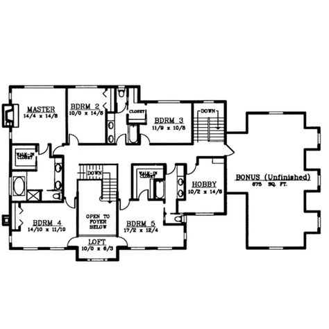 Colonial House Plan Second Floor - Rexford Colonial Home 015D-0197 - Shop House Plans and More Colonial Floor Plan, Colonial House Plans, Colonial Home, House Plans And More, Shop House Plans, Half Bath, Colonial House, Second Floor, House Plan