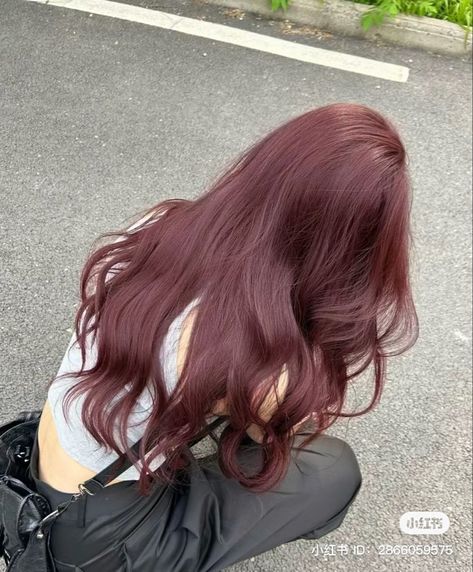 Colors That Look Good With Brown Hair, Wine Cherry Hair, Red Cherry Hair Aesthetic, Pink Lavender Brown Hair, Light Purple Pink Hair, Light Red Hair Aesthetic, Cherry Red Hair On Brown Hair, Lavender Red Hair, Hairdye Inspo Long Hair