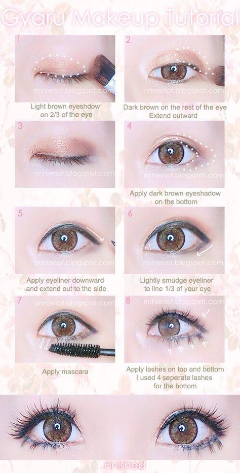 Simple Gyaru eye makeup tutorial Eyeliner For Big Eyes, Korean Lifestyle, Tutorial Eyeliner, Asian Makeup Tutorials, Gyaru Makeup, Kawaii Makeup, Makeup Tutorial Eyeliner, Ulzzang Makeup, Japanese Makeup