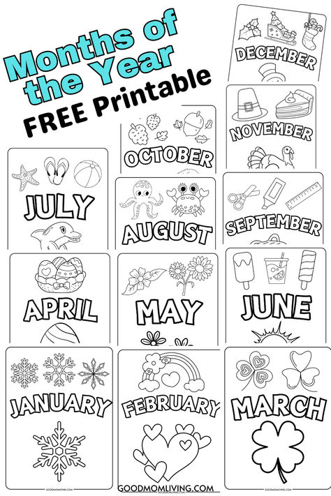 Months of the Year Coloring Pages Monthly Coloring Pages Free Printable, Month Of The Year Coloring Pages, Months Of The Year Preschool Activities, Months Of The Year Printables Free Coloring Pages, Month Coloring Pages Free Printable, Teaching Months Of The Year Activities, Free Months Of The Year Printables, Months Coloring Pages, Months Of The Year Worksheets For Kids