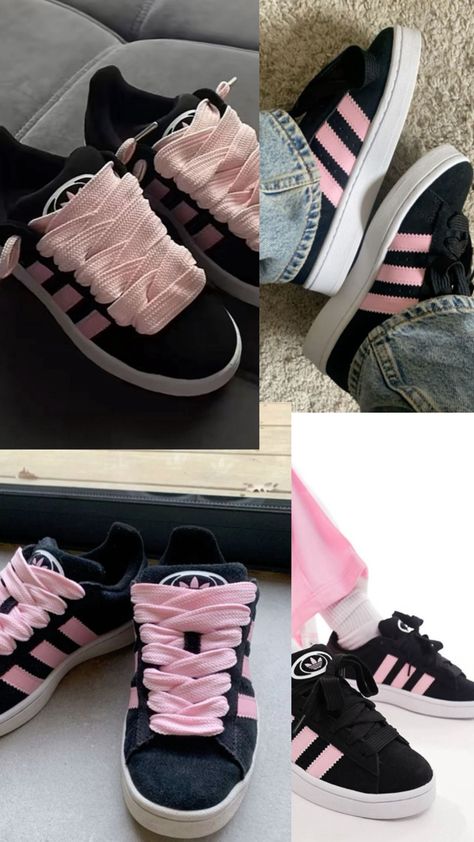 🖤🩷 Addidas Shoes Campus, Ways To Lace Shoes, Stylish Outfits Casual, Fluffy Shoes, Pretty Sneakers, Back To School Shoes, Trendy Shoes Sneakers, Pretty Shoes Sneakers, Jordan Shoes Retro