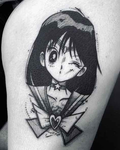 Sailor Mars Tattoo, Rei Sailor Moon, Sailor Moon Tattoo Ideas, Small Anime Tattoos, Mars Tattoo, Anime Sleeve, Crystal Tokyo, Saturn Tattoo, Sailor Moon Tattoo