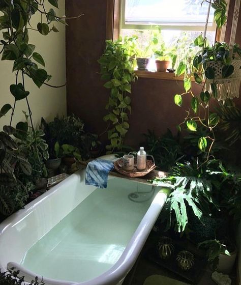 I have a huge jacuzzi tub, and plants like this would be perfect all around it!!! Farmhouse Side Table, Home Modern, Bath Tub, House Goals, Plant Decor, The Floor, My Dream Home, Future House, French Doors