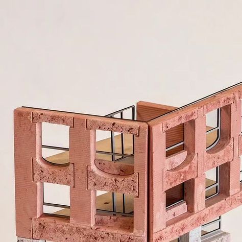 Ellie Sampson on Instagram: "A 1:50 model I made a few years ago for @haworthtompkins. Cast panels attached to a laser cut frame to create this facade fragment. I loved experimenting with the casting process- using pigments, creating a brick aggregate effect and mimicking textures.  The first 3 images were taken by the fantastic @fh_otography 🧰📐🔧🔨📏  #modelmaking #architecturemodel #architecture #casting #process" Cast Model Architecture, Foamcore Model Architecture, Architecture Model Concrete, Architecture Fragment Model, Lasercut Model Architecture, Brick Paper, Co Housing, Paper Architecture, Brick Architecture