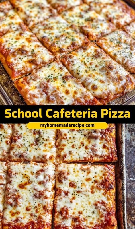 This school cafeteria pizza is the best pizza for a nostalgic meal. Cheesy, simple, and just like you remember, it’s the ultimate pizza for a throwback dinner School Cafeteria Pizza Recipe, School Cafeteria Pizza, Cafeteria Pizza, School Cafeteria Food, Homemade Pizza Recipe Easy, School Pizza, Low Carb Pizza Recipes, Cafeteria Food, Pizza Snacks