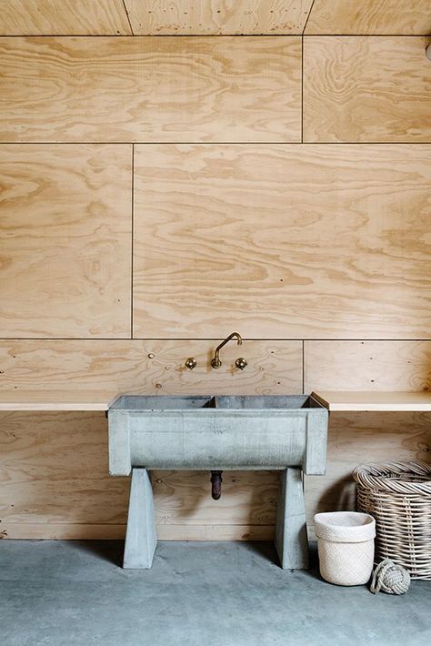 Plywood Panel wall Plywood Wall Paneling, Plywood Design, Plywood Interior, Man Cave Bathroom, Plywood Walls, Plywood Panels, Casa Container, Earthship, Garage Walls