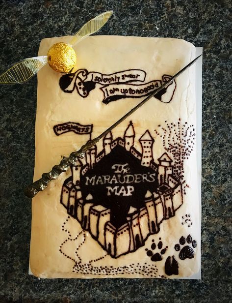 Map Cake, Harry Potter Marauders Map, Cute Bakery, Marauders Map, Harry Potter Marauders, The Marauders, Butter Cream, Frozen, Map