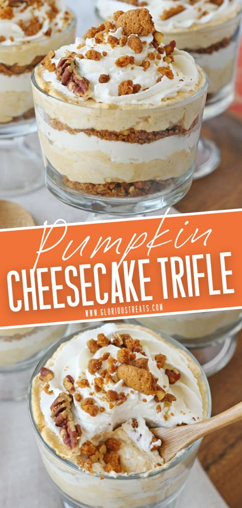 Pumpkin Cake Trifle Desserts, Paula Deen Thanksgiving Desserts, Pumpkin Cheesecake Trifle Recipe, Pumpkin Roll Trifle Desserts, Triffle Desserts Pumpkin, Best Trifle Desserts, Pumpkin Pie Trifle Recipes, Easy Pumpkin Trifle, Pumpkin Mousse Trifle