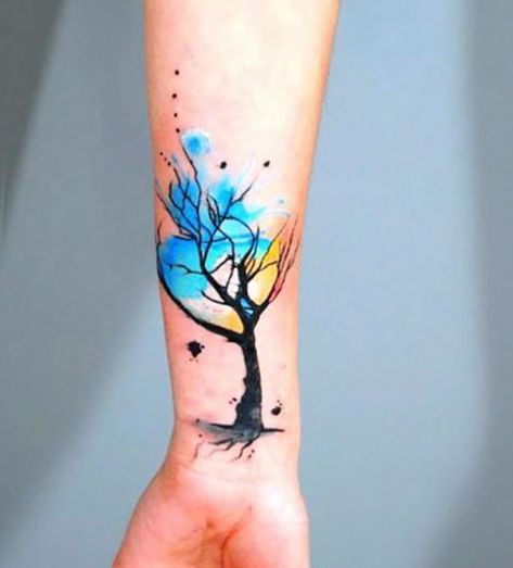 Watercolor Tattoo Tree, Underarm Tattoo, Nature Ideas, Tattoo Nature, Tattoo Forearm, Tiger Tattoo Design, Small Tattoos With Meaning, Muster Tattoos, Tree Tattoo Designs