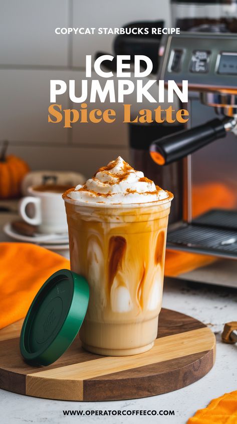 🍂 Savor fall flavors year-round with this Iced PSL drink! Smooth espresso, pumpkin spice, and creamy milk topped with whipped cream. Easy to make and perfect for autumn vibes or any season. 🎃 Starbucks Iced Coffee Drinks, Iced Pumpkin Spice Latte, Starbucks Flavors, Pumpkin Spice Latte Recipe, Starbucks Copycat Recipes, Pumpkin Spiced Latte Recipe, Iced Coffee Drinks, Copycat Starbucks Recipes, Starbucks Drink