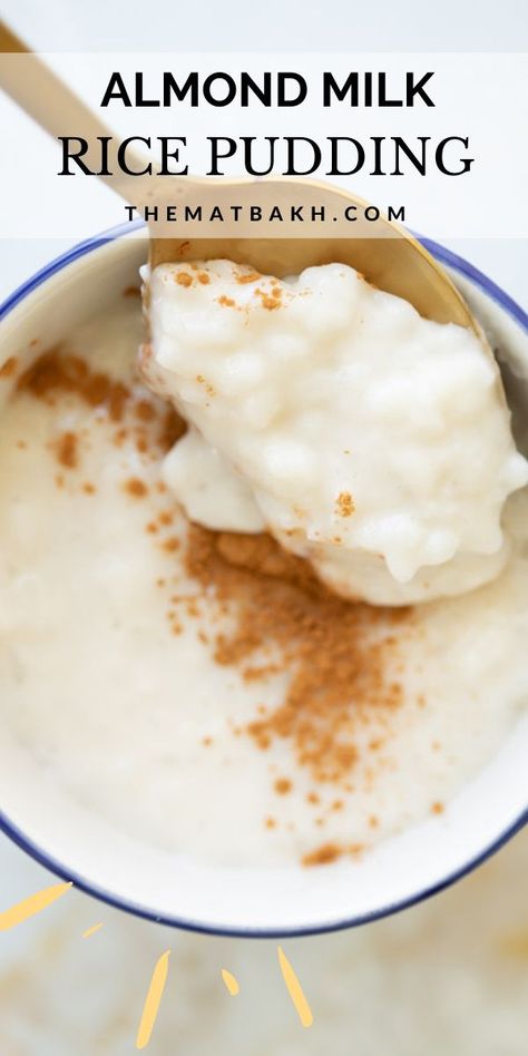 Dairy Free Rice Pudding Recipe, Rice Pudding With Almond Milk Recipe, Rice Pudding Dairy Free, Diy Rice Pudding, Almond Milk Rice Pudding Recipe, Dairy Free Creamy Rice, Non Dairy Pudding, Rice Pudding With Almond Milk, Almond Milk Desserts