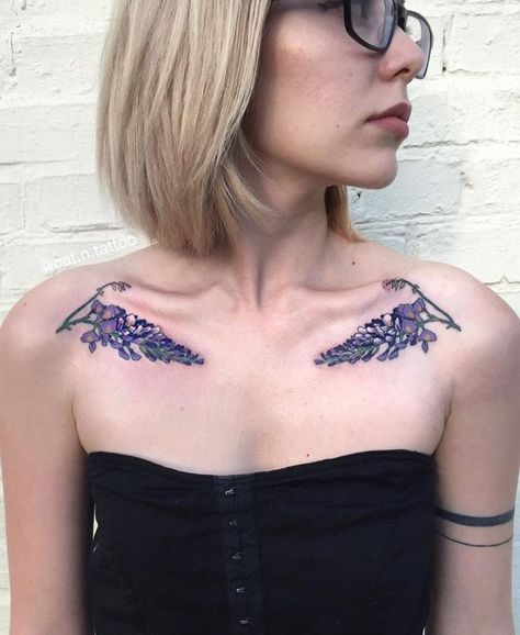 Lilac Chest Tattoo, Chest Piece Tattoos, Chest Piece, Chest Tattoo, Watercolor Tattoo, Flower Tattoo, Tatting, Tattoo Ideas, Lilac